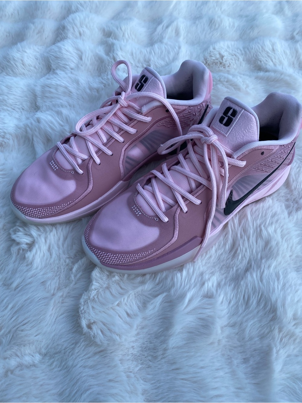 Nike Sabrina Women’s Light Pink Athletic Sneakers with Black Swoosh